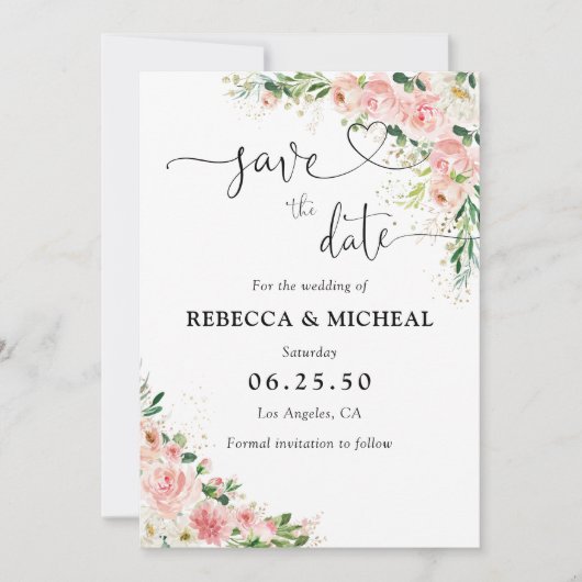 Blush Rose Rose Or Enregistrer Les Cartes De Date (Devant)