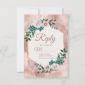 Blush Rose Rose Or Succulents Mariage RSVP (Devant)