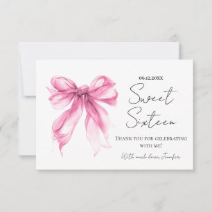 Blush Rose Ruban Coquette Script Sweet 16 Merci