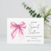 Blush Rose Ruban Coquette Script Sweet 16 Merci  (Debout devant)