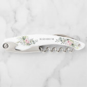 Blush Rose Végétal Fête de Mariage  Tire-bouchon d (Devant)