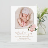 Blush Roses Baptism Christening Bedankkaart (Staand voorkant)