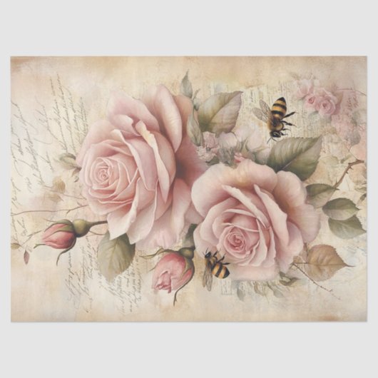 Blush Roses  Bloemen Decoupage Tissuepapier (Voorkant)