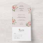 Blush Roses Editable Elegant Wedding  All In One Uitnodiging (Binnen)