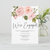 Blush Roses Floral Engagement Party Kaart (Staand voorkant)