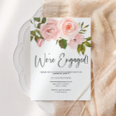 Blush Roses Floral Engagement Party Kaart