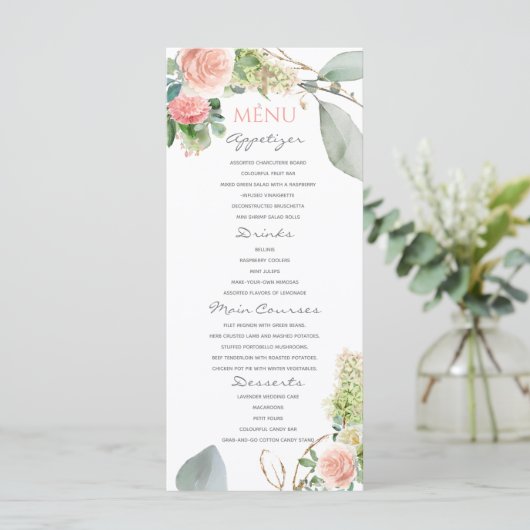 Blush Roses Girl Baptisme Menu (Staand voorkant)