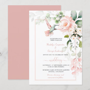 Blush Roses, Hummingbird en Sage Greenery Kaart