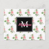 Blush Roses Monogram Briefkaart (Voorkant)
