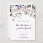Blush Roses Paarse wilde bloemen bruiloft Kaart (Voorkant)