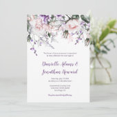 Blush Roses Paarse wilde bloemen bruiloft Kaart (Staand voorkant)