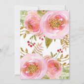 Blush roze 1e verjaardag uitnodiging rustiek goud (Achterkant)