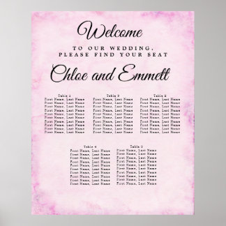 Blush Roze 5-Table Wedding Seating Char Poster