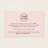 Blush roze aangepaste logo dank u kaart invoegen (Achterkant)