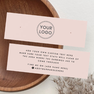 Blush roze aangepaste logo stud oorkaart mini visitekaartjes