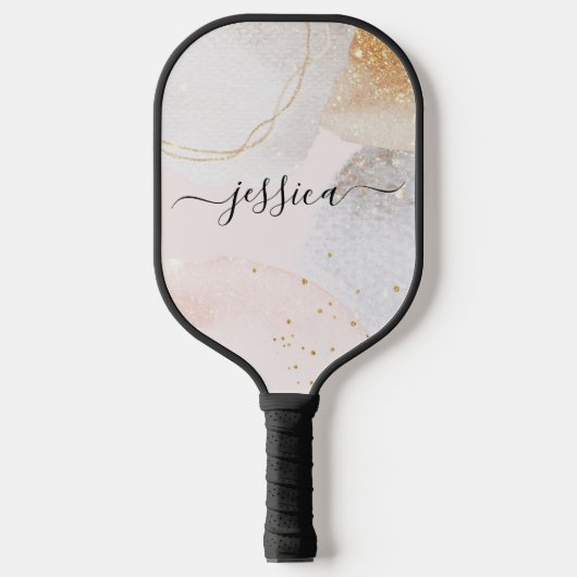 Blush roze abstracte vormen pickleball paddle (Voorkant)