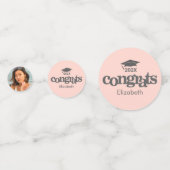 Blush roze afstuderen 3 foto bold chic typografie confetti (Voorkanten)