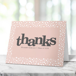 Blush roze afstuderen gewaagde typografie modern bedankkaart