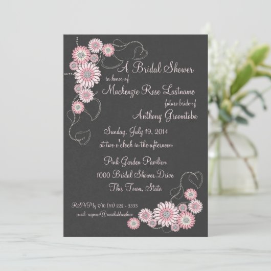 Blush roze anemonies en leisteen Vrijgezellenfeest Kaart (Staand voorkant)