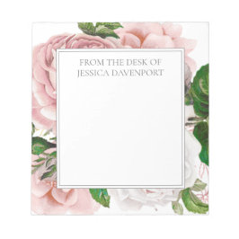 Blush Roze Antiek Floral uit bureau van Notitieblok