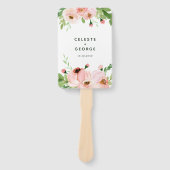 Blush roze baardbruiloft handwaaier (Voorkant)