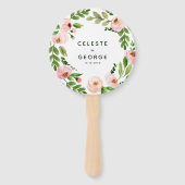 Blush roze baardbruiloft handwaaier (Voorkant)