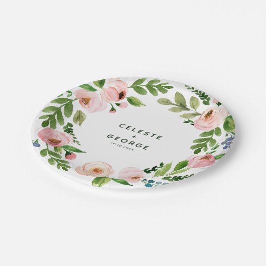 Blush roze baardbruiloft papieren bordje (Gekanteld)