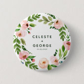 Blush roze baardbruiloft ronde button 5,7 cm (Voorkant)