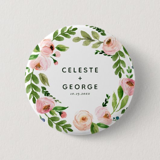 Blush roze baardbruiloft ronde button 5,7 cm (Voorkant)