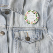 Blush roze baardbruiloft ronde button 5,7 cm (In situ)