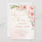 Blush roze Baby in Bloom Baby shower Invitation Kaart (Voorkant)
