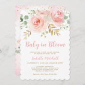Blush Roze "Baby in Bloom" Baby shower Uitnodiging (Voorkant / Achterkant)