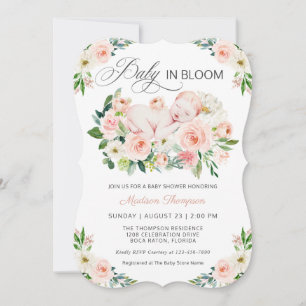 Blush roze Baby in Bloom Floral Baby shower Kaart