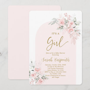 Blush Roze Baby shower Girl Invitation Kaart
