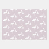 Blush Roze Baby shower Ooievaar Levering Monogram Inpakpapier Vel (Voorkant)