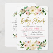 Blush roze Baby shower-uitnodiging Kaart (Voorkant / Achterkant)