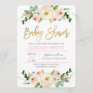 Blush roze Baby shower-uitnodiging Kaart