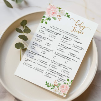 Blush roze baby trivia baby shower game