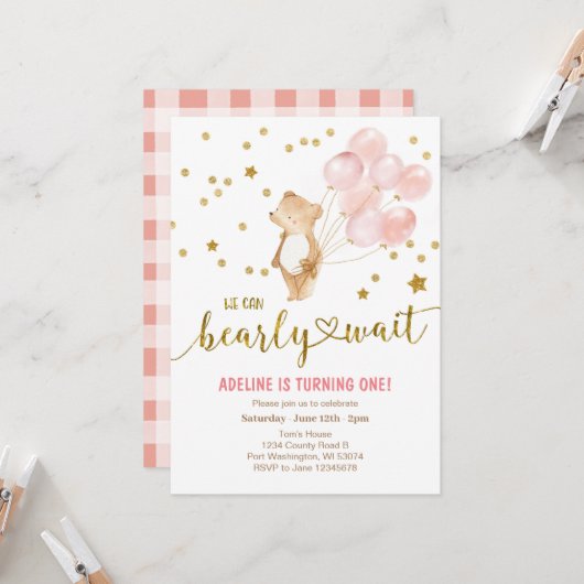 Blush roze ballonnen die we kunnen wachten op de d kaart (Voorkant / Achterkant in situ)