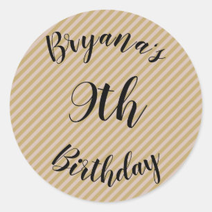 Blush roze beige & licht gouden strepen partij ronde sticker