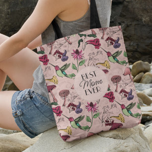 Blush roze beste mam ooit foto kolibrie bloemen crossbody tas