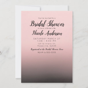 Blush roze & Black Ombre Modern Vrijgezellenfeest Kaart