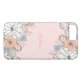 Blush Roze Blauw Bloemen Gepersonaliseerd Case-Mate iPhone Case (Achterkant (Horizontaal))