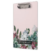 Blush roze bloem en naam klembord (Links)