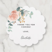 Blush roze bloem eucalyptus dank verjaardag bedankjes labels (Achterkant)