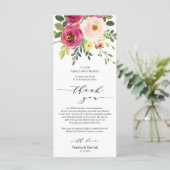 Blush roze bloem, plaats instelling dank u kaarten (Staand voorkant)