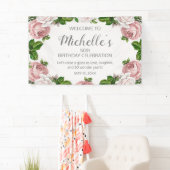 Blush Roze  Bloemen 50ste Verjaardag Welkom Spandoek (Insitu)