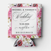 Blush roze bloemen Aangepast geheel entourage Blikjeskoeler (Voorkant)