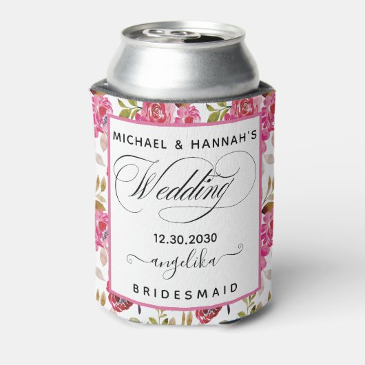 Blush roze bloemen Aangepast geheel entourage Blikjeskoeler (Blikje Achterkant)