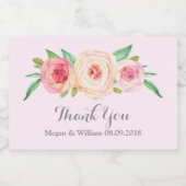 Blush Roze Bloemen Aangepaste Bruiloft Label Voedselcontainer Etiket (Enkel label)